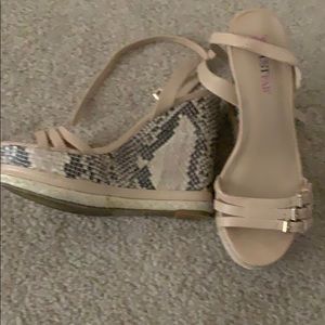 Snakeskin wedge sandals